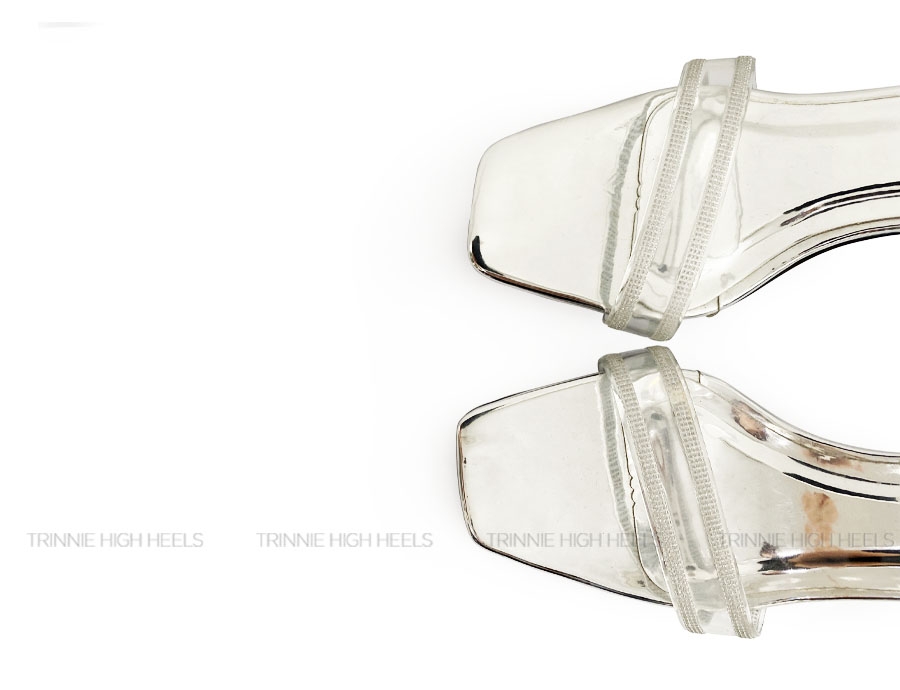 Mules 2 dây ngang 5cm bạc