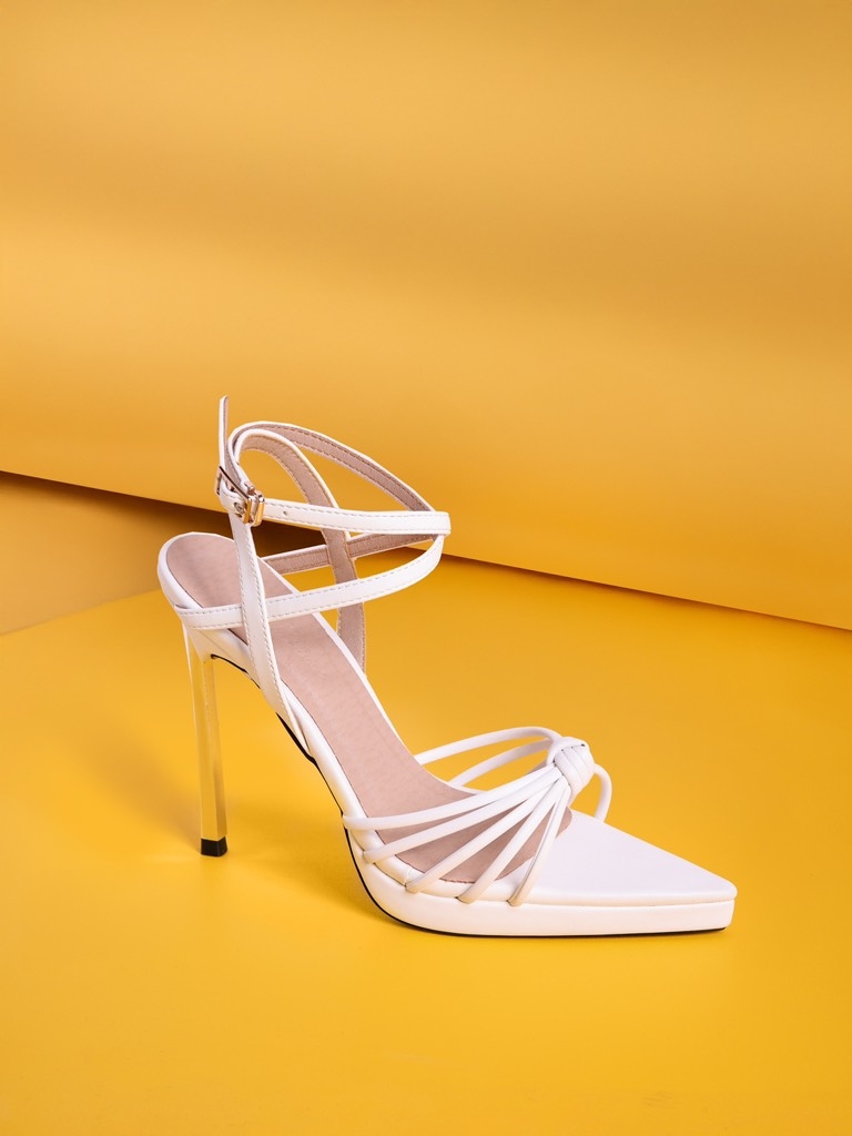 Souvenir sandal đúp supper nhọn chéo dây 11cm trắng mờ