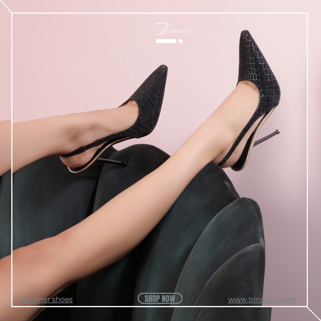 slingback kin tuyến vân cá sấu đen