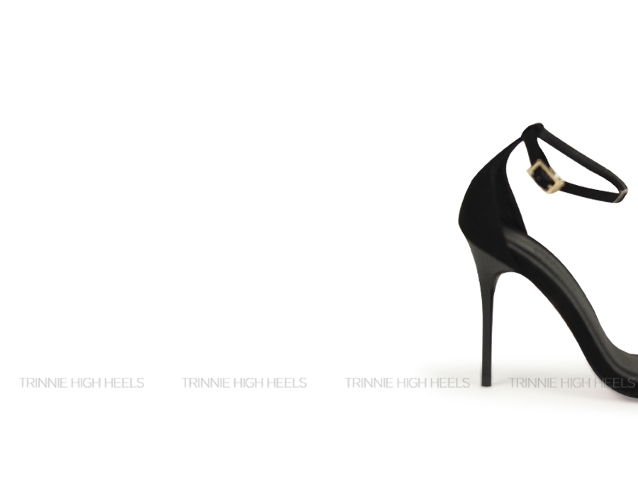 Ankle Strap Gót Nhọn Ngang Mãnh 7-9-11cm Đen Nhung