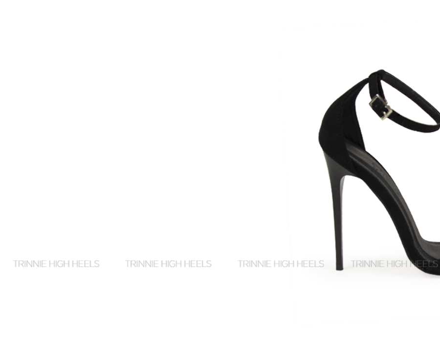 Ankle Strap Gót Nhọn Ngang Mãnh 7-9-11cm Đen Nhung