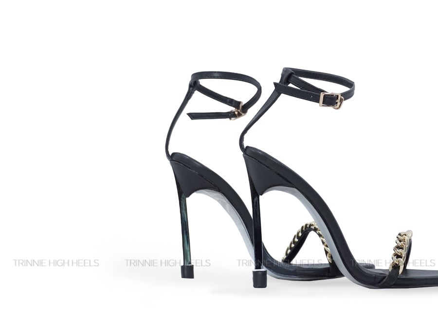 Souvenir sandal ngang mảnh phối xích 11P đen