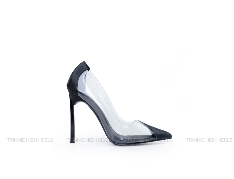 Pump Gót Sắt 11cm Satin Phối Trong
