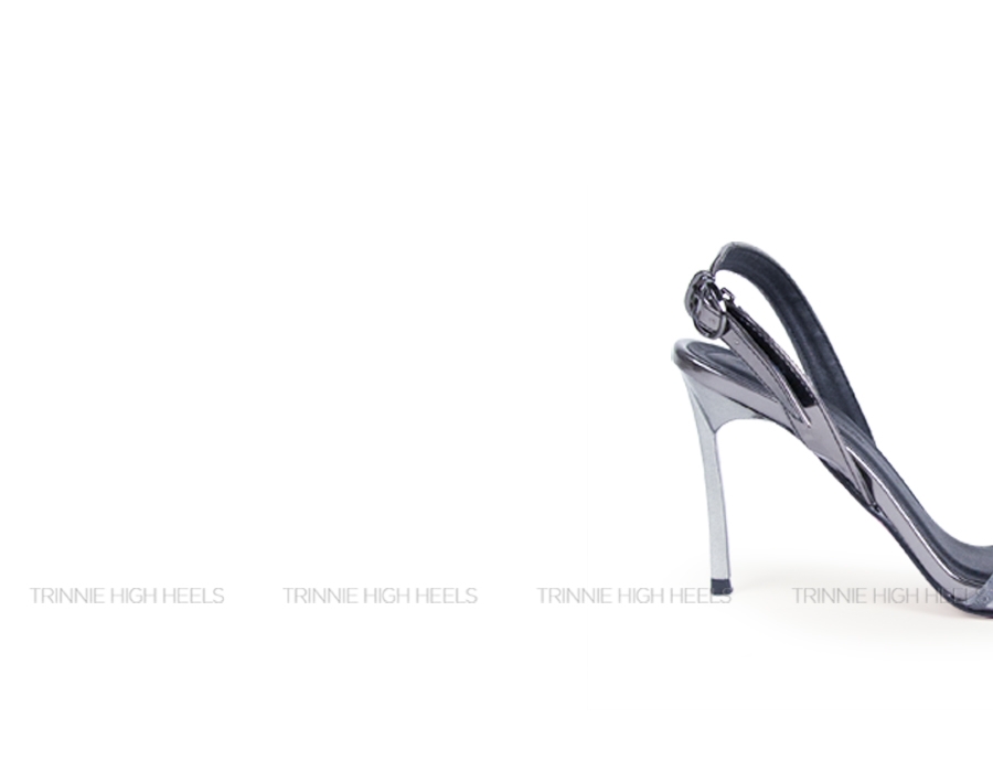 Sandals Gót Sắt Ngang Mãnh 9cm Xám