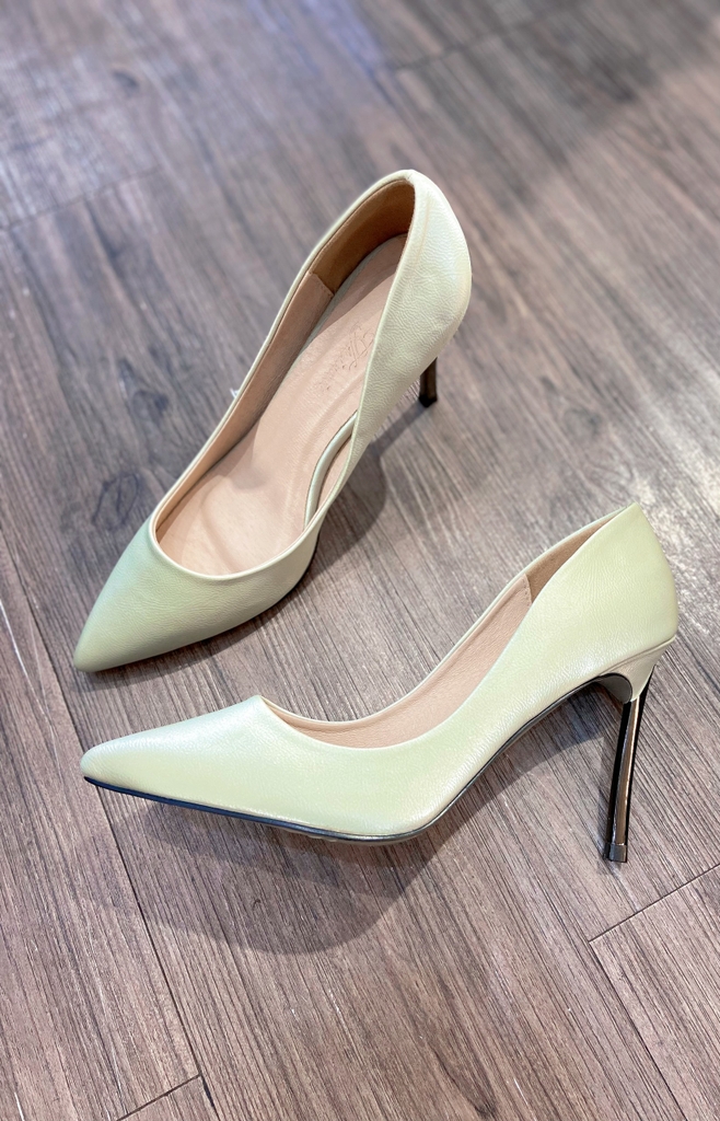 Pump Gót Sắt 9cm Satin