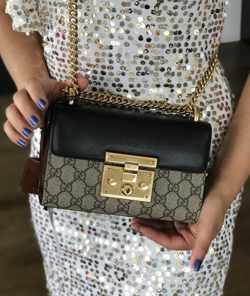 gucci padlock small gg bees shoulder bag