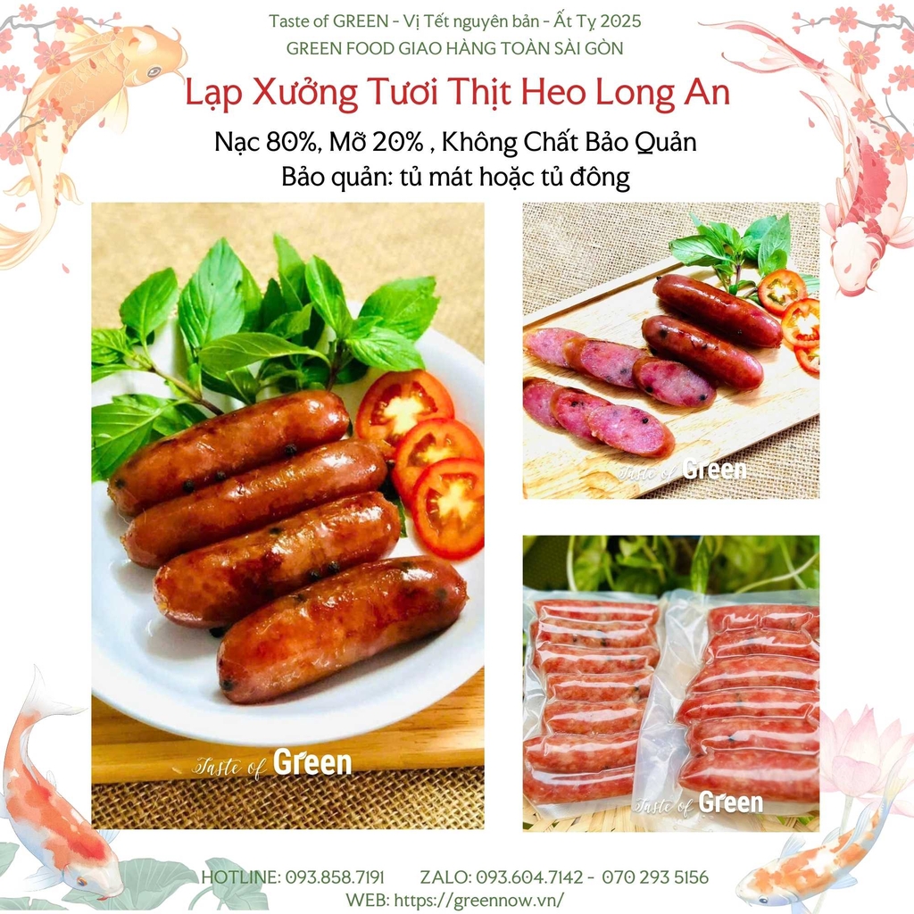 Lạp Xưởng Tươi Thịt Heo Long An – Vị Tết Nguyên Bản Thơm Thảo Tự Nhiên