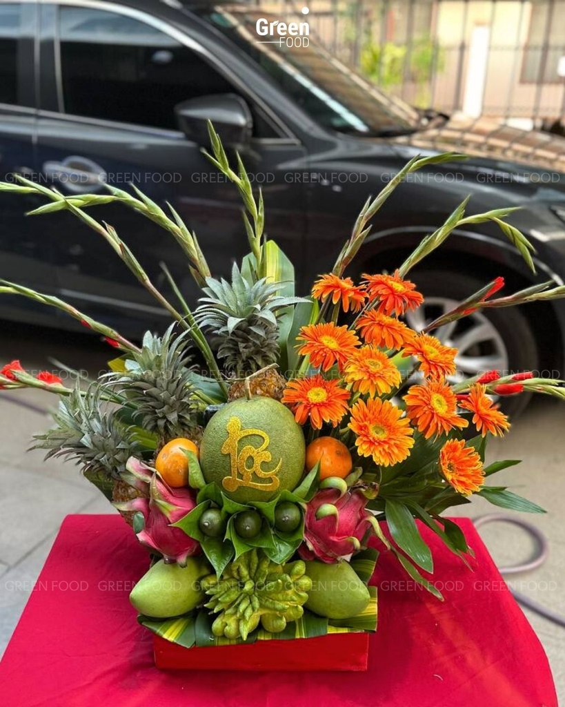 Mâm Lễ Trái Cây Có Hoa: KX2501