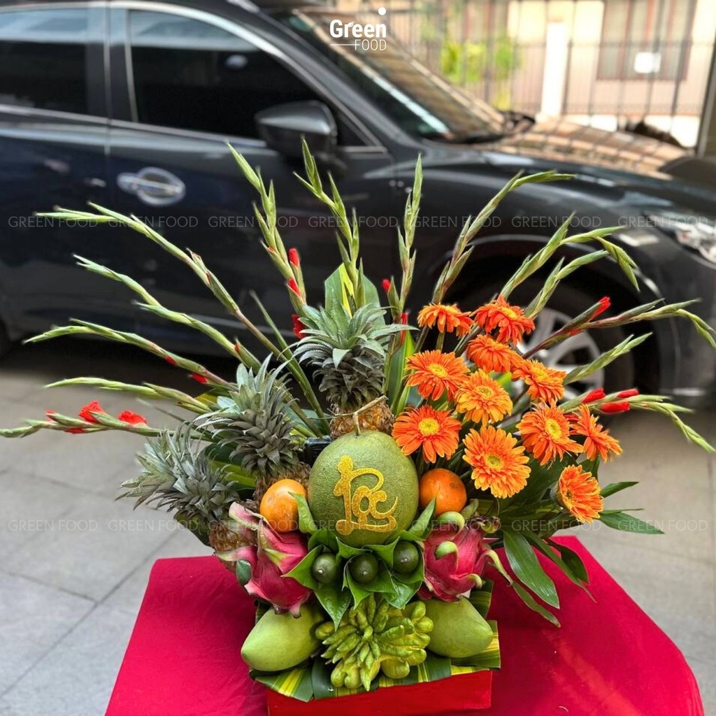 Mâm Lễ Trái Cây Có Hoa: KX2501