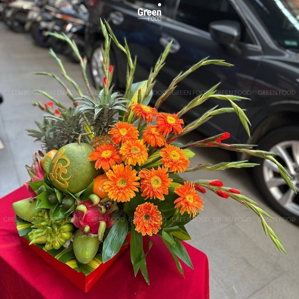 Mâm Lễ Trái Cây Có Hoa: KX2501