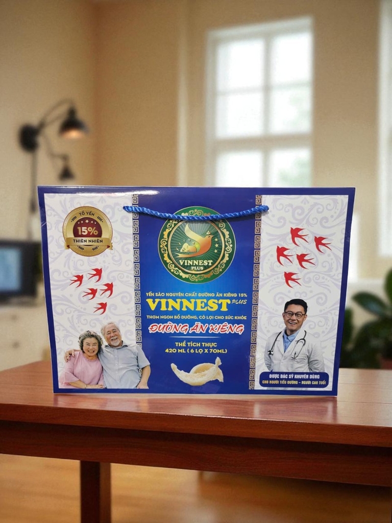 VINNEST PLUS -  YẾN SÀO 15% ĐƯỜNG ĂN KIÊNG ( QUAI XÁCH )