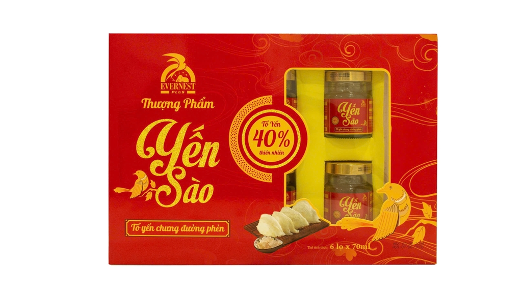 Yến Sào Đường Phèn Nguyên Chất 40% EVERNEST PLUS (Hộp 6 lọ)