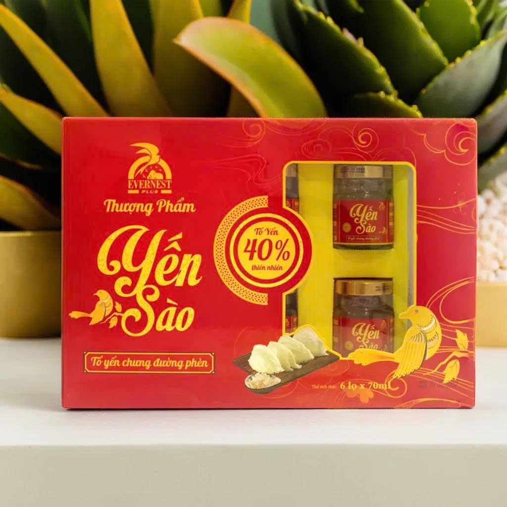 Yến Sào Đường Phèn Nguyên Chất 40% EVERNEST PLUS (Hộp 6 lọ)