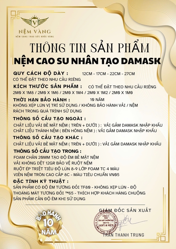 NỆM CAO SU NHÂN TẠO DAMASK - PHIÊN BẢN 2026