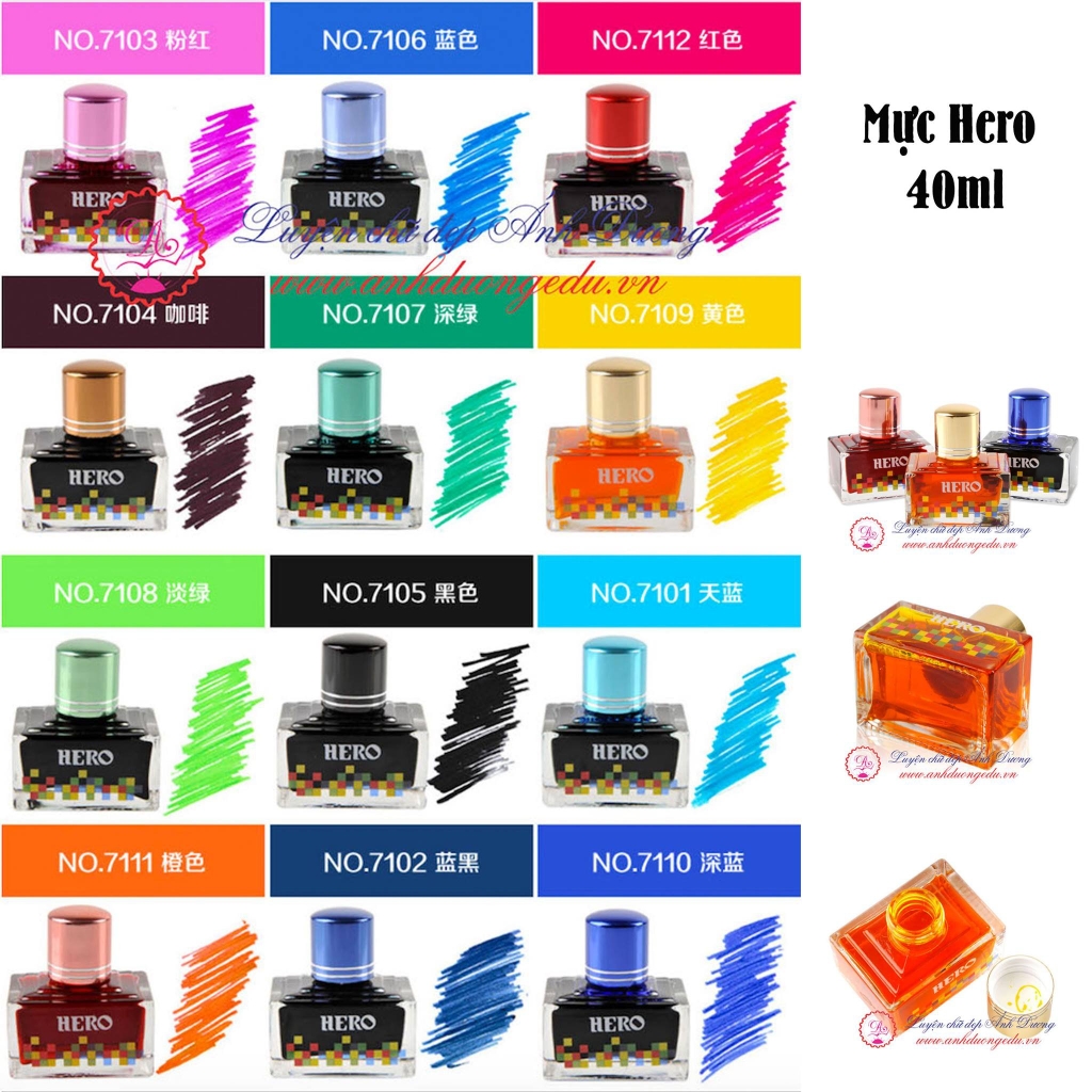 Mực Hero 40ml - xanh đen 7102