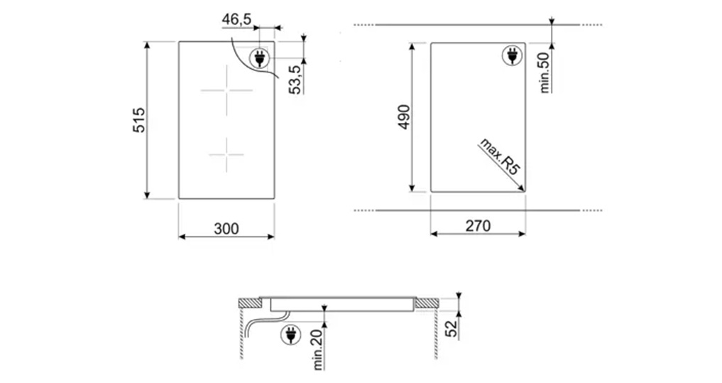 Bếp từ Domino 2 vùng nấu SI5322B - 536.04.200 - Smeg | CÔNG TY TNHH ALPHACO