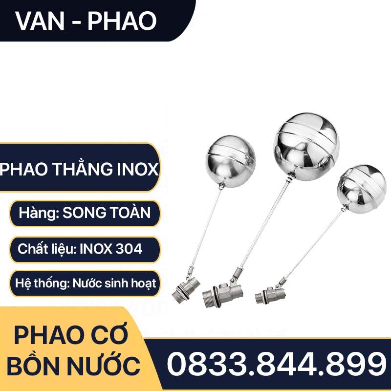 Van Phao Bồn Nước Inox, Phao Cơ Inox Tự Động Ngắt Nước 21 27 34 - Inox