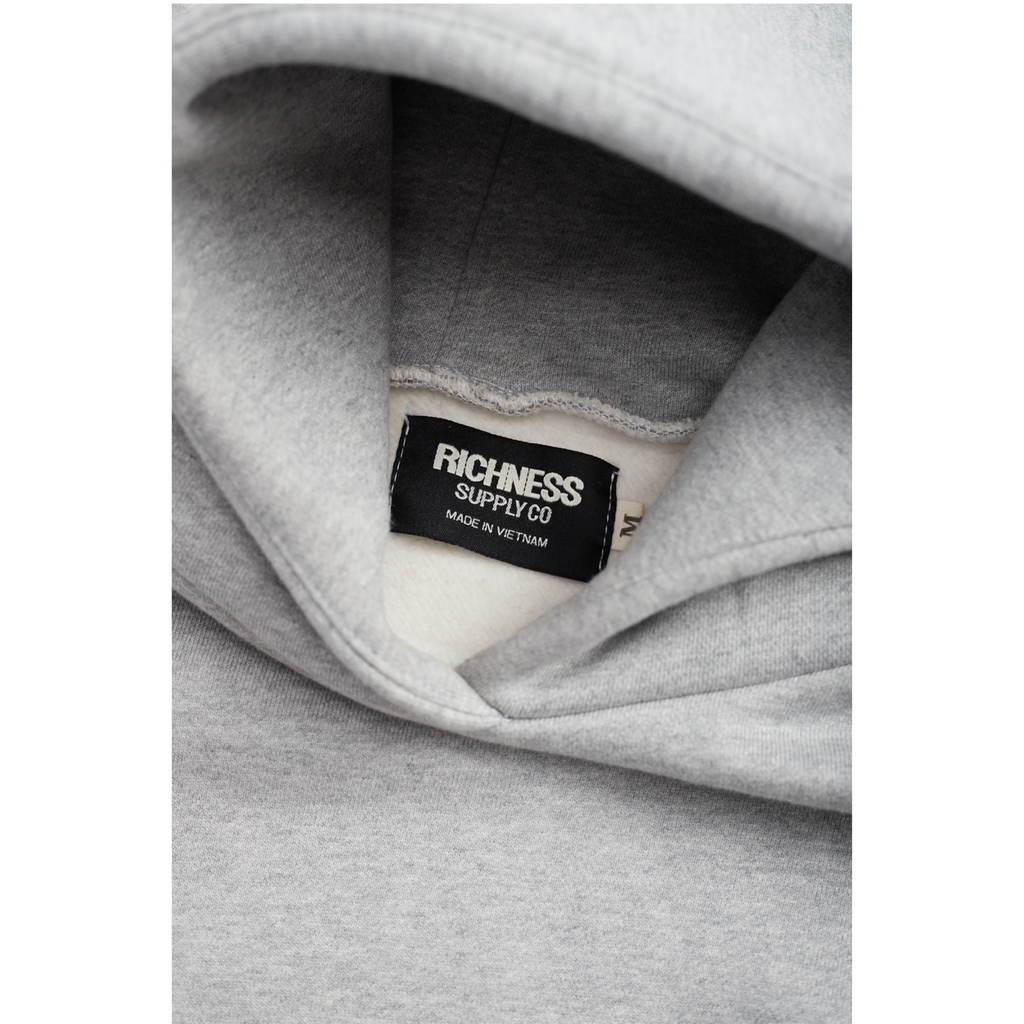 RICHNESS ESSENTIAL HOODIE BOXY + 3 PIN ICONIC ( GREY )
