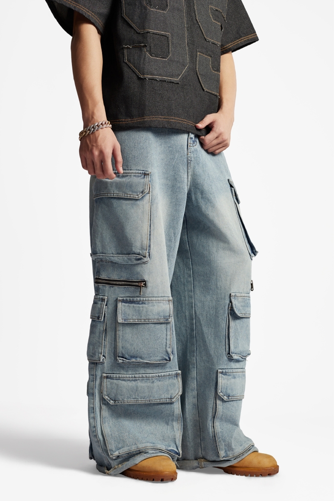 RICHNESS BLUE CARGO JEANS