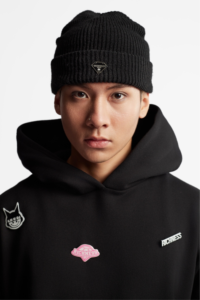 RICHNESS CORE KNIT WOOL HAT (BLACK)
