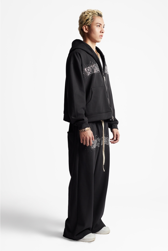 RICHNESS CHARMING DIAMOND BOXY DOUBLE ZIP HOODIE