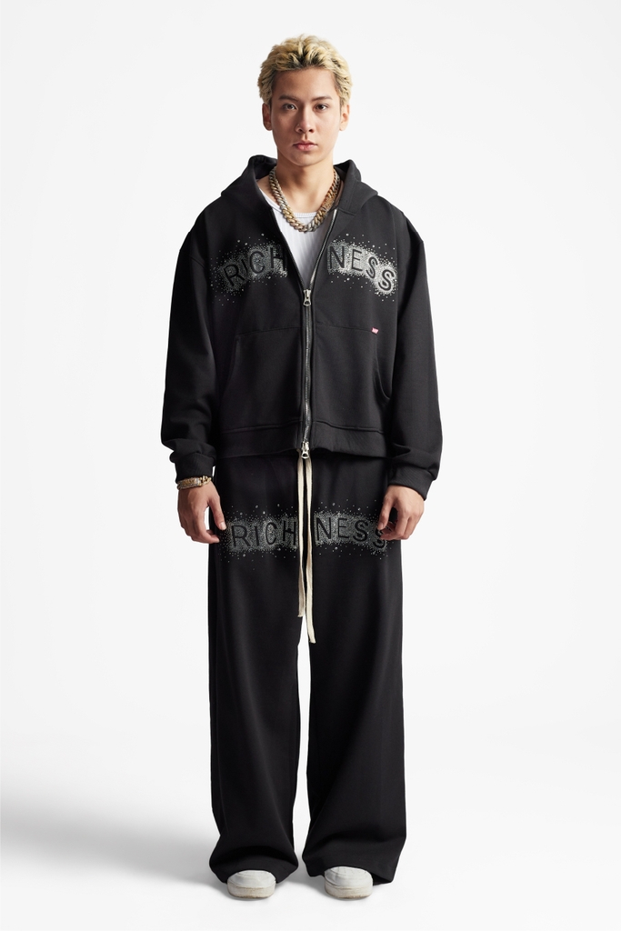 RICHNESS CHARMING DIAMOND BOXY DOUBLE ZIP HOODIE