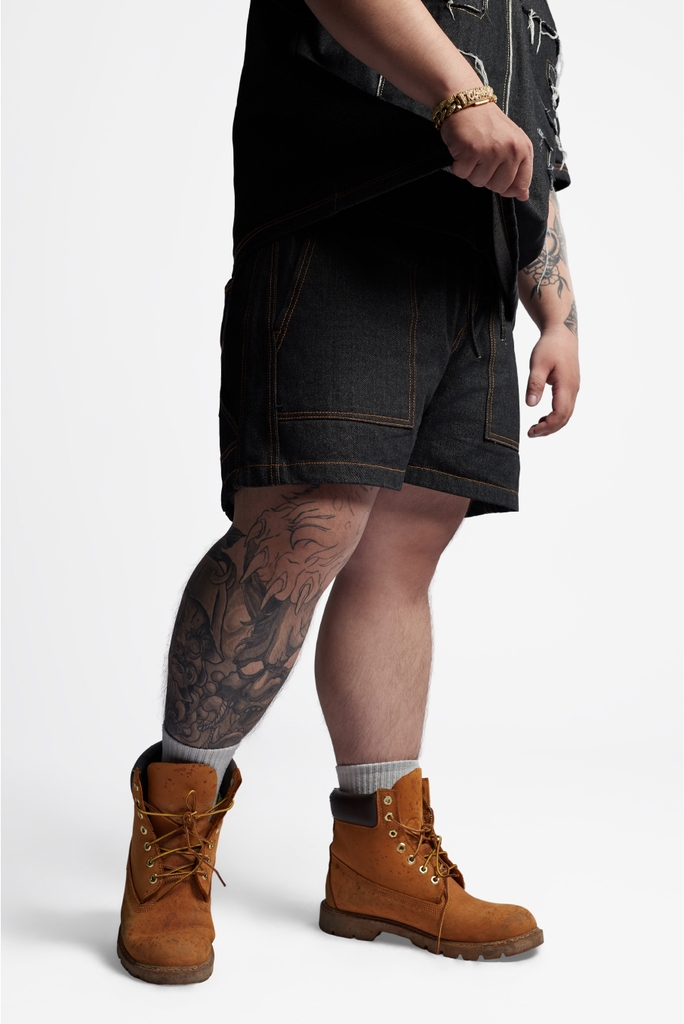 RICHNESS SELVEDGE RAW DENIM SHORT (BLACK)