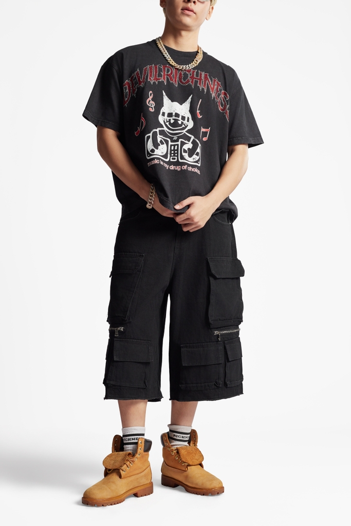 RICHNESS BLACK JORTS DENIM