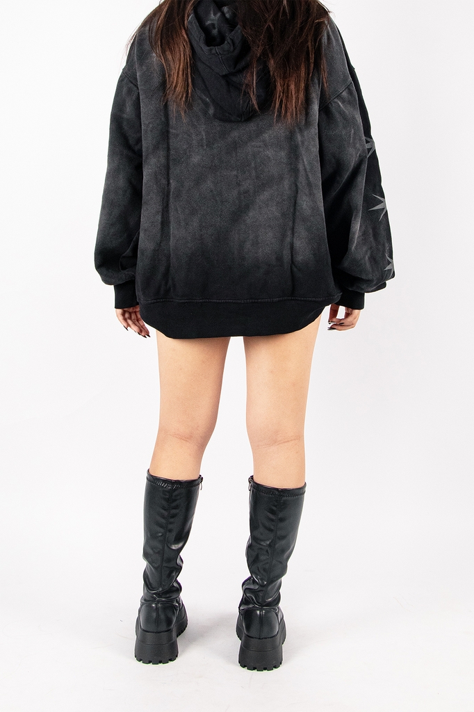 RICHNESS THE COUNTING STAR HOODIE BOXY WASH ( BLACK WASH )