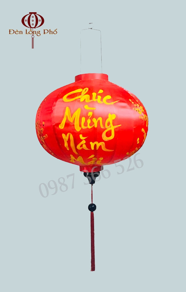 Đèn lồng Hội An vẽ trang trí tết - Kiểu tròn - size 45 cm Đèn Lồng Phố