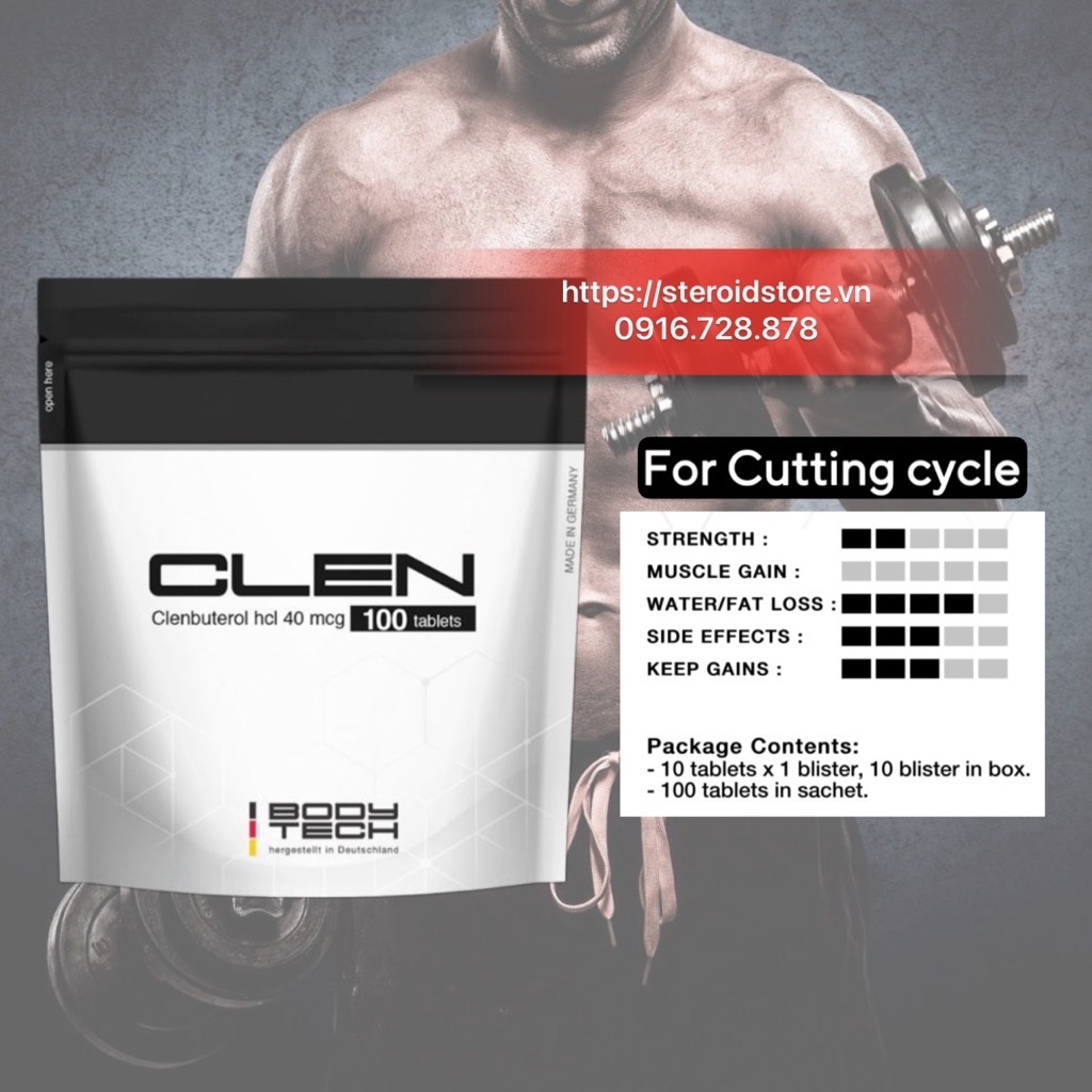 CLENBUTEROL 40MCG - CLEN - HÃNG BODYTECH - HỘP 100 VIÊN