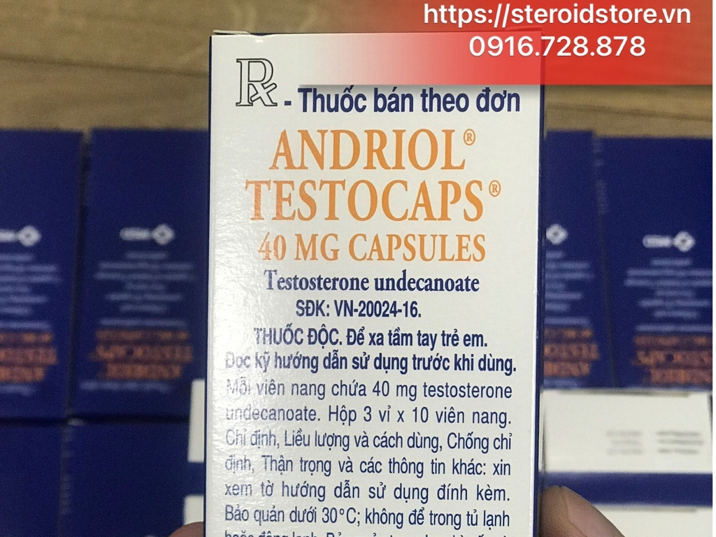 Andriol Testocaps 40mg Capsules-  Hãng MSD - Hộp 3 vỉ x 10 viên