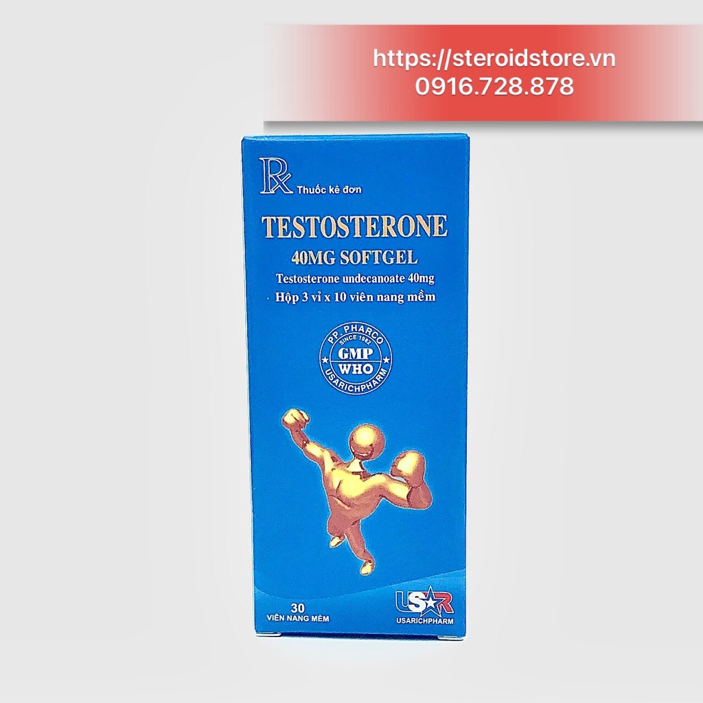 Testosterone 40mg Softgel ( ANDRIOL TESTOCAPS 40MG hàng Việt Nam) Hộp 3 vỉ x 10 viên