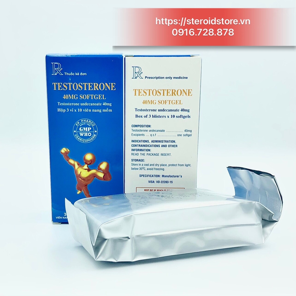 Testosterone 40mg Softgel - Hãng USARichPharma - Hộp 3 vỉ x 10 viên