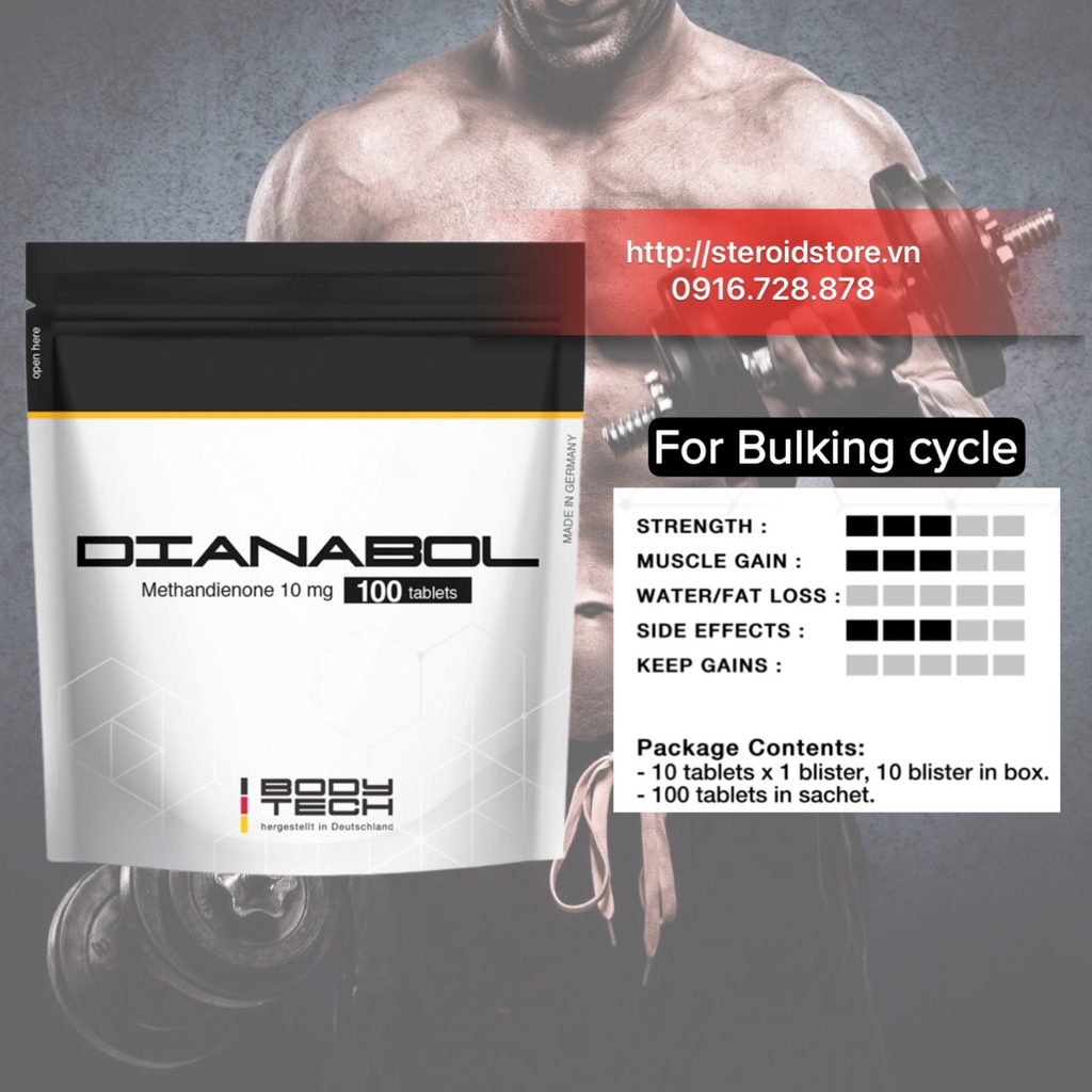 Dianabol (Methandienone 10mg) - DBOL BODYTECH - Túi 100 Viên Dùng Xả Cơ Trong Bulking Cycle