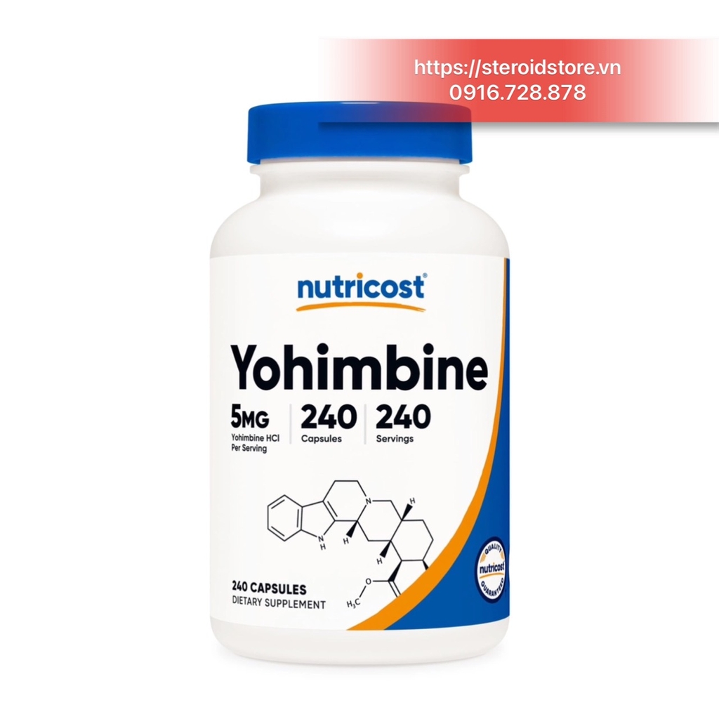 Viên Uống Nutricost Yohimbine 5 mg Nhập Mỹ, Lọ 240 Viên - Giảm Mỡ