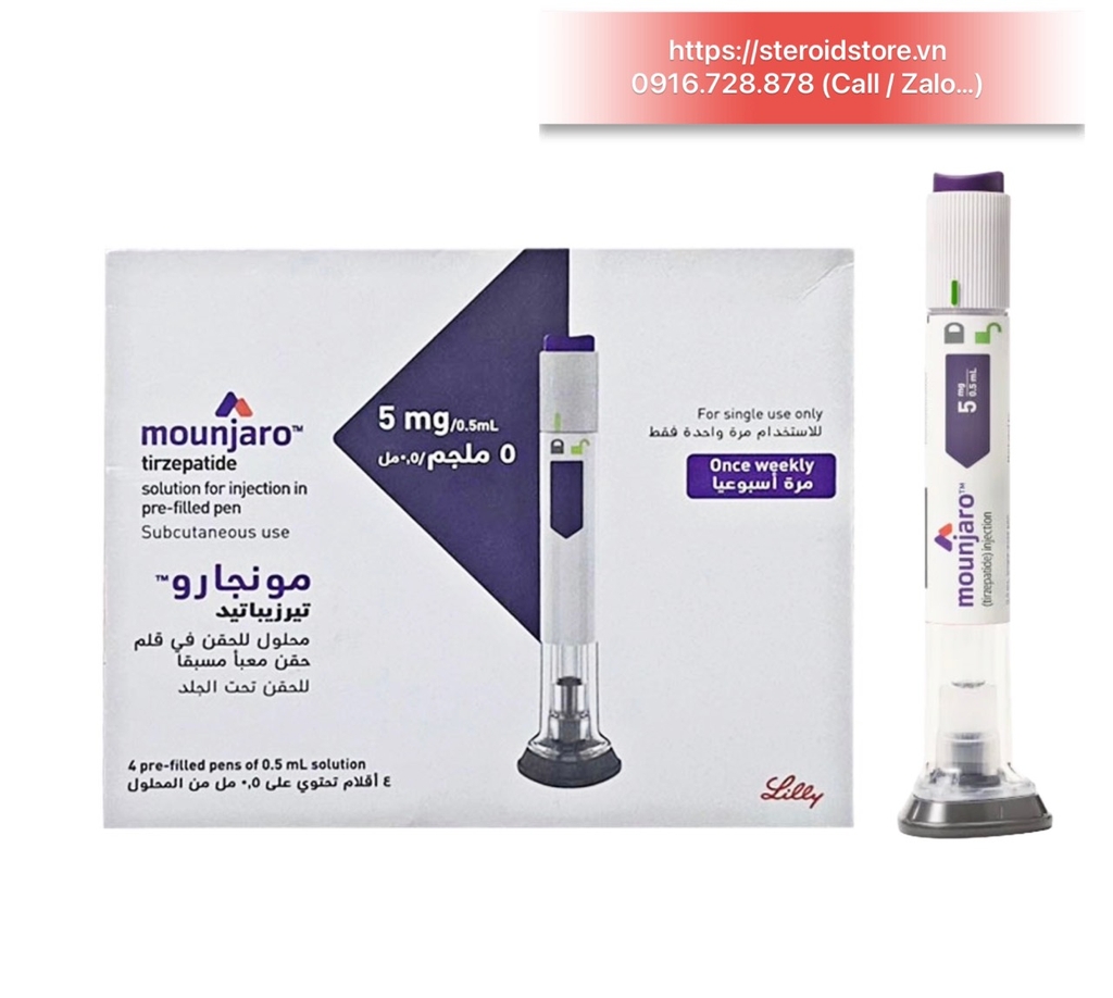 Mounjaro ( Tirzepatide) Hãng Lilly - Bút Tiêm Giảm Cân Mạnh, Thế Hệ Mới - Hộp 4 Bút
