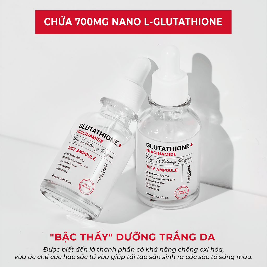 Serum Dưỡng Trắng Se Khít Lỗ Chân Lông Angel's Liquid Glutathione + 5% Niacinamide 7Day Whitening Program 700V-Ampoule 30ml