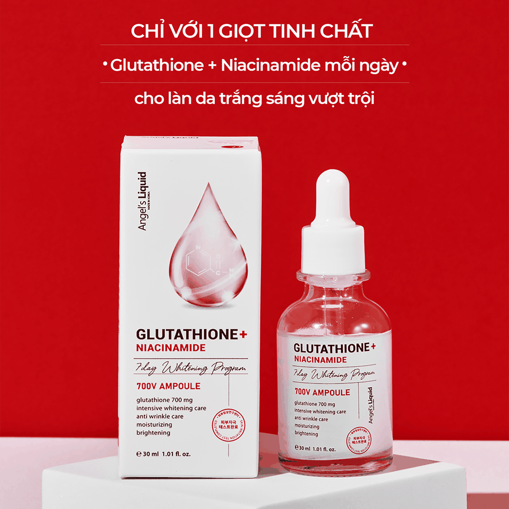 Serum Dưỡng Trắng Se Khít Lỗ Chân Lông Angel's Liquid Glutathione + 5% Niacinamide 7Day Whitening Program 700V-Ampoule 30ml