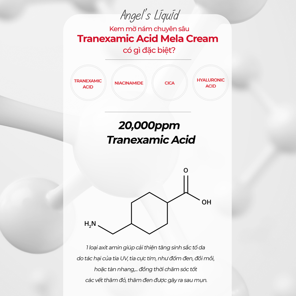 Kem mờ nám chuyên sâu Angel's Liquid Tranexamic Mela Cream 50ml