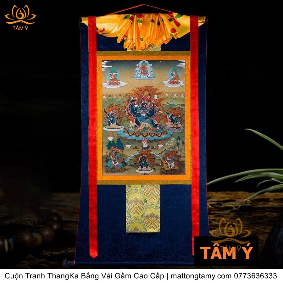 Cuộn Tranh ThangKa Phật Đại Uy Đức Minh Vương Yamatanka Bằng Vải Gấm Cao Cấp, Kiểu 1, TCT09