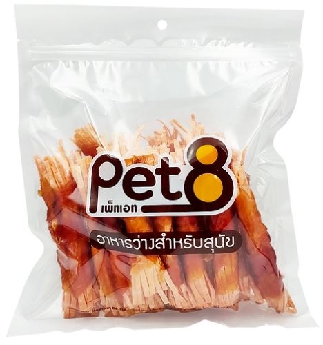 Pet8 - JJA61 - Gà cuộn cá sợi nhỏ - Miếng lớn 350gr (Cam)