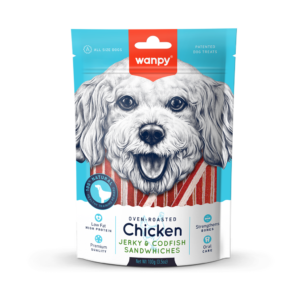 Wanpy - Sandwich gà sấy và cá tuyết cho chó 100g