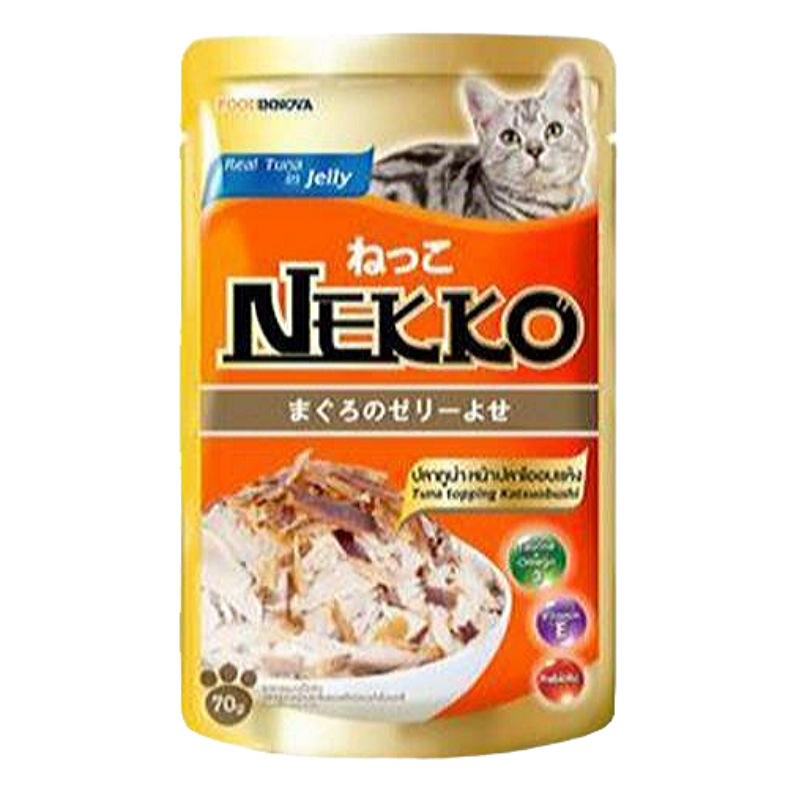 Pate mèo Nekko - Tuna topping Katsuobushi in Jelly - 70g