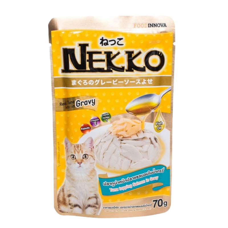 Sốt mèo Nekko - Tuna topping Salmon in Gravy - 70g
