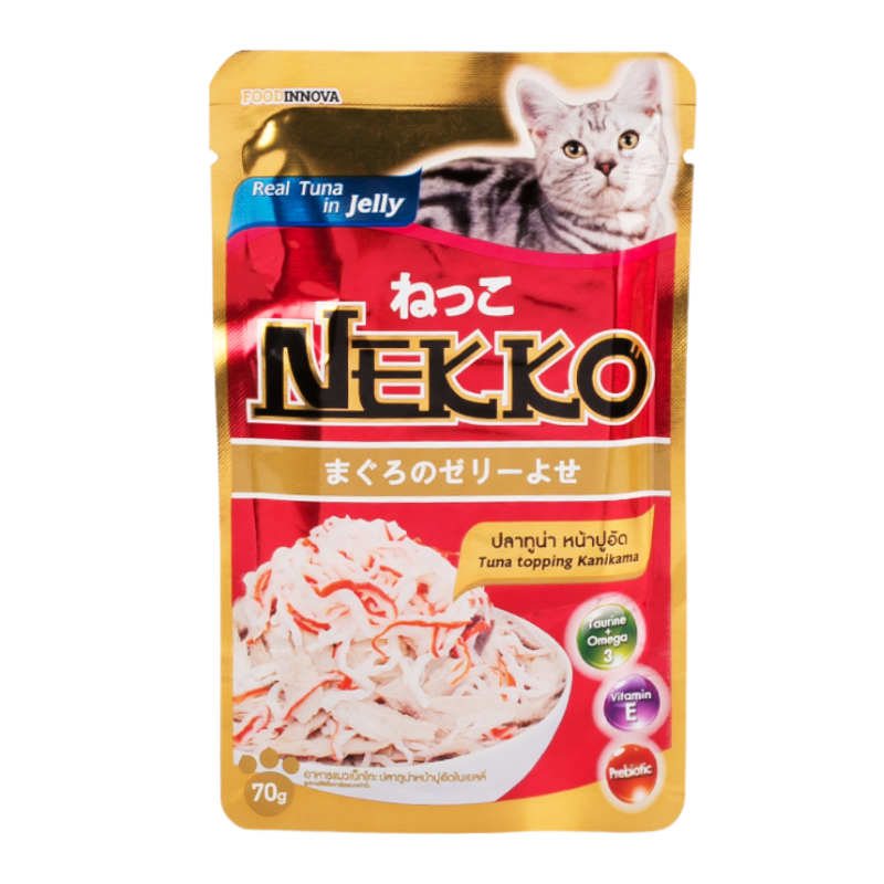 Pate mèo Nekko - Tuna topping Kanikama in Jelly - 70g