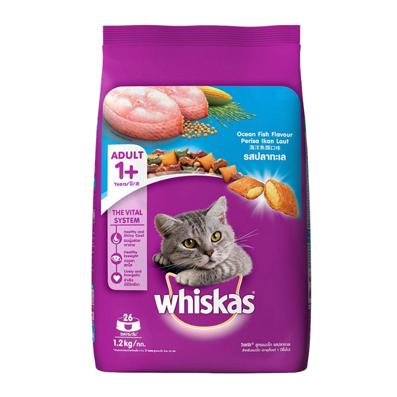 Thức ăn hạt cho mèo Whiskas - Ocean Fish - 1.2kg