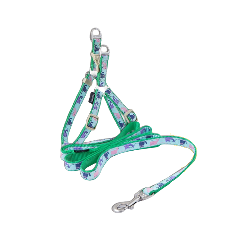TouchDog - Bộ dây dắt Harness hoa văn - 10mm