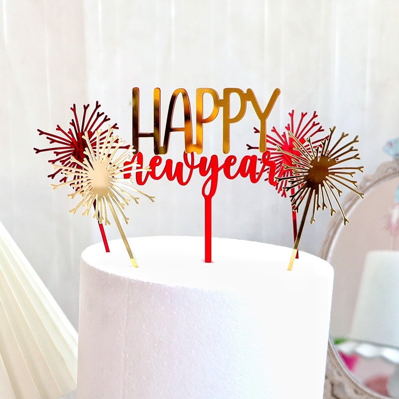 Set mica chữ HAPPY NEW YEAR kèm pháo bông. phukienthuynga Set Mica Chữ Happy New Year Kèm Pháo Bông. Phukienthuynga