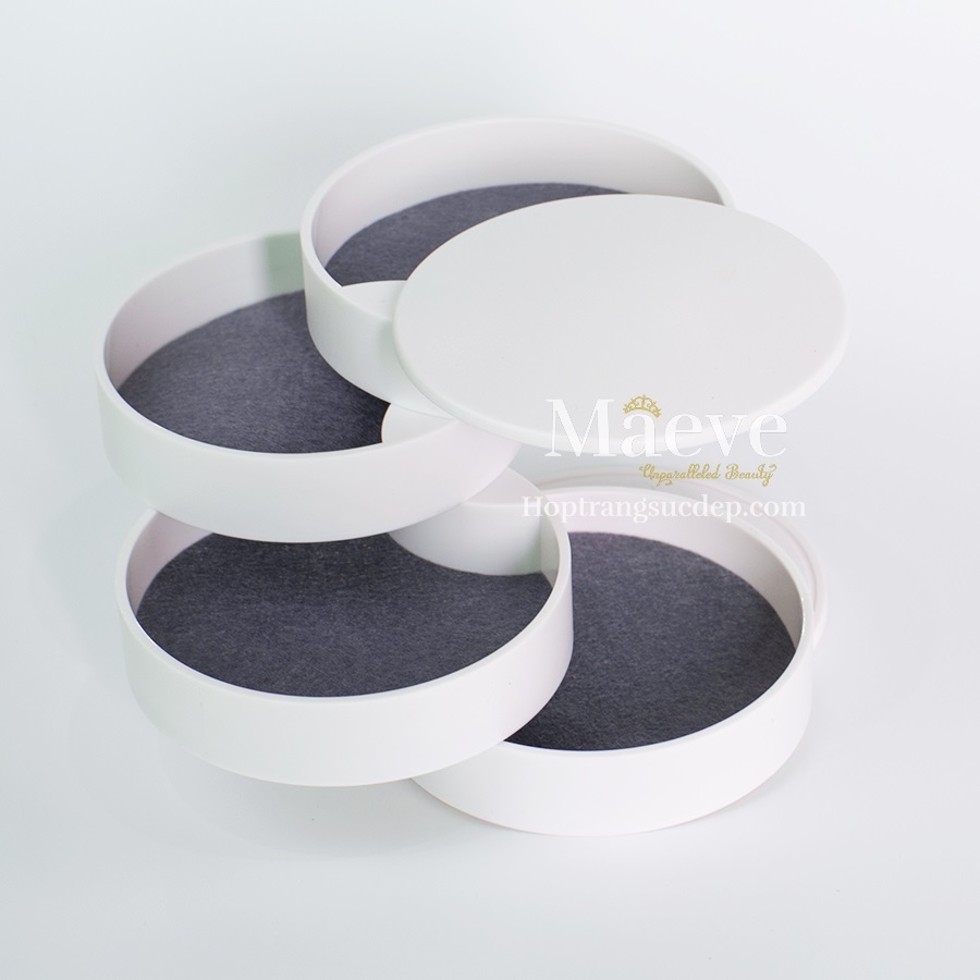 Hộp xoay 4 tầng hình tròn - trắng